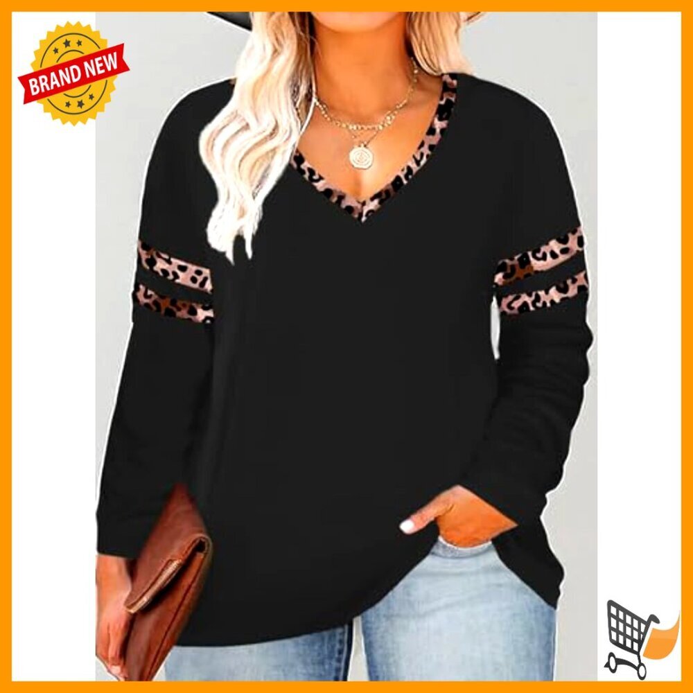 Long Sleeve V Neck Tunic Blouse Soft Stretchy Fabric Plus Size Chic Casual - Picture 4 of 7